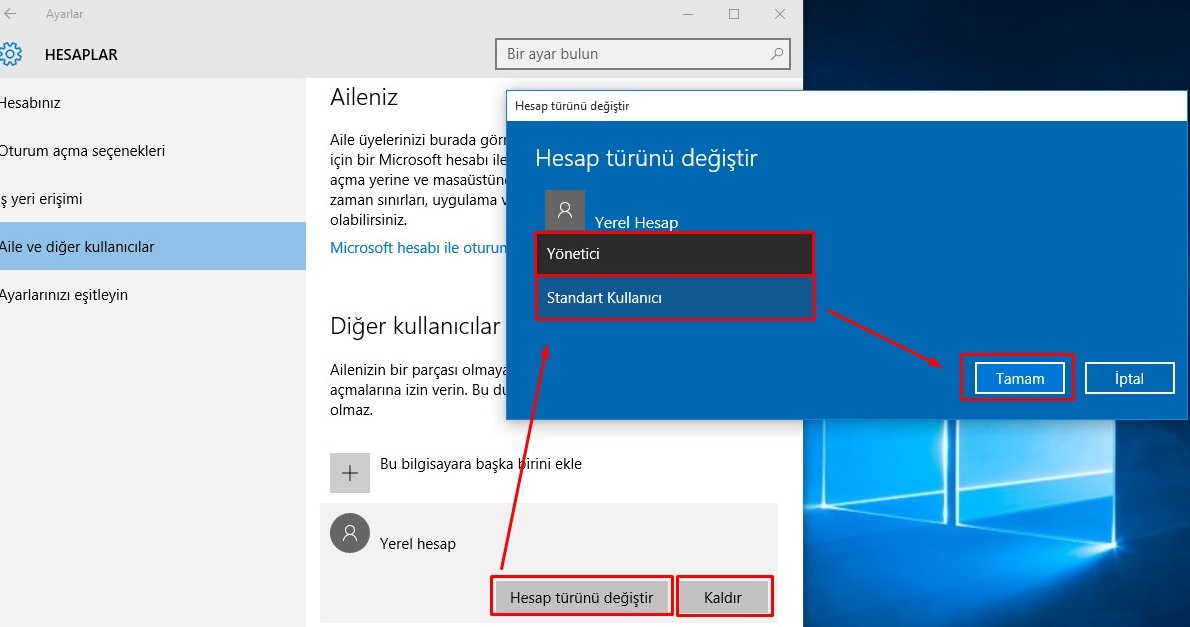 Windows 10 yeni kullanıcı açma