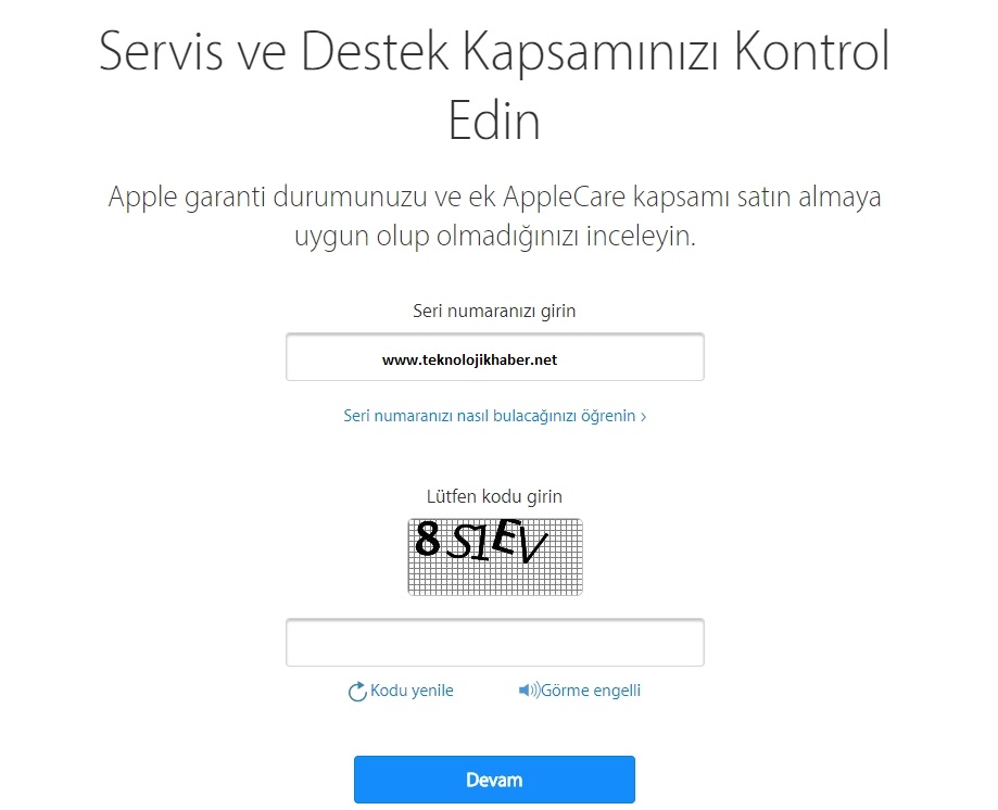 Yurtdışı iPhone garanti sorgulama