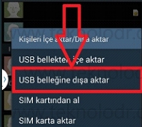 Samsung rehber yedekleme